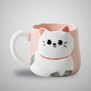 Taza de cerámica con gatito en relieve, 500 ml, toma de estudio